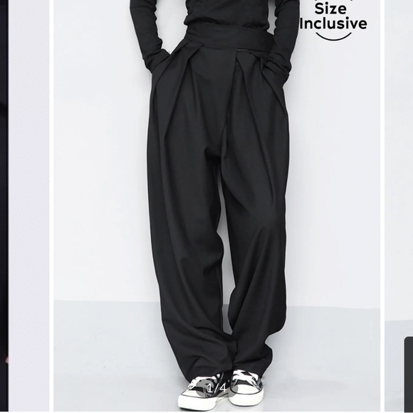 COMMENSE Wide Leg Pleated Trousers - Gray/Grey - Picture 1 of 6